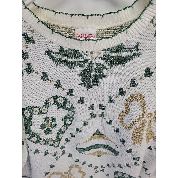 Vtg 80s 90s Holiday Time Lurex Blend METALLIC Blue Ugly Christmas Sweater M - Picture 3 of 12